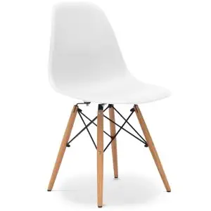 Eames Style DSW side chair White with beech legs*