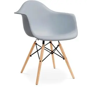 Eames Style DAW Armchair Light Grey with wooden legs*