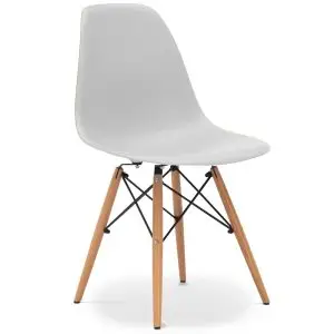 Eames Style DSW side chair Light Grey with Wooden legs