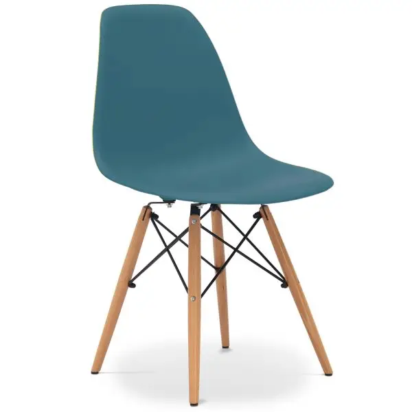 Eames Style DSW side chair Navy Green with beech legs*