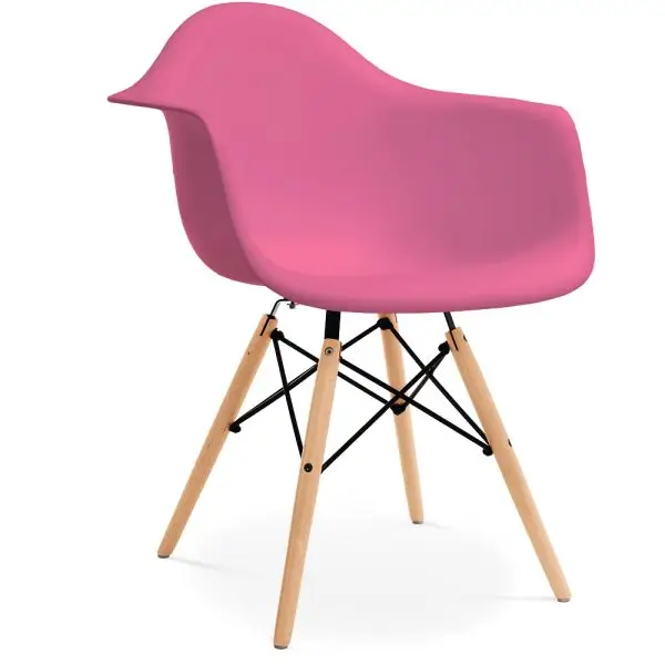 Eames Style DAW Armchair Pink with wooden legs*