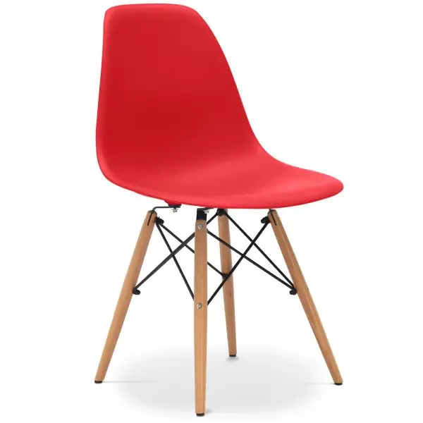 Eames Style DSW side chair Red with beech legs*