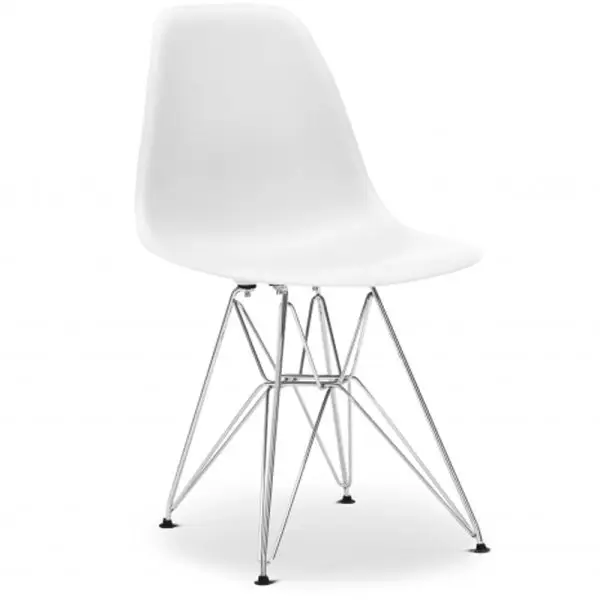 Eames style DSR Side Chair Chrome Leg White*