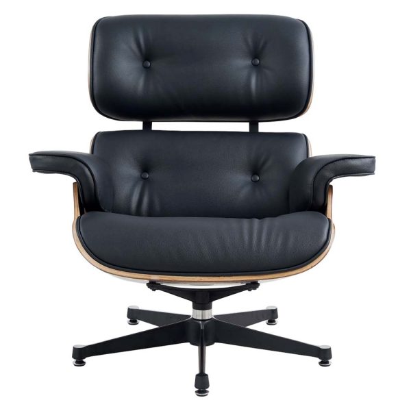 Zinzan Eames Lounger in Walnut in Black Italian Leather