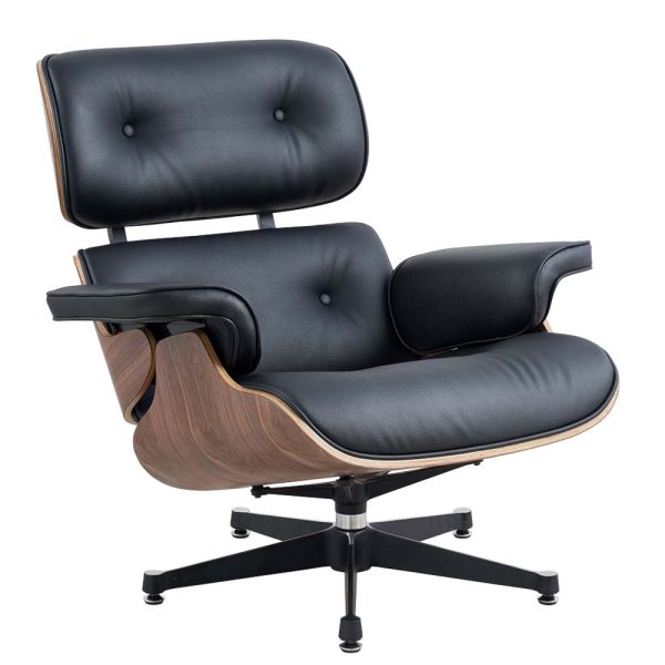 Zinzan Eames Lounger in Walnut in Black Italian Leather