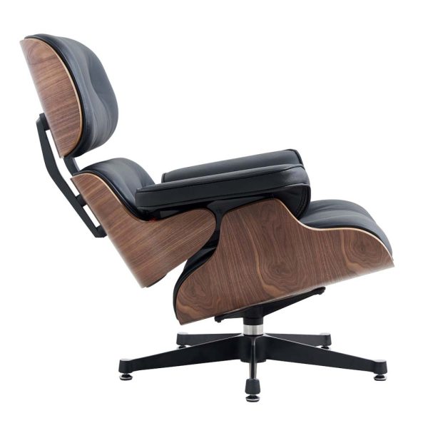 Zinzan Eames Lounger in Walnut in Black Italian Leather