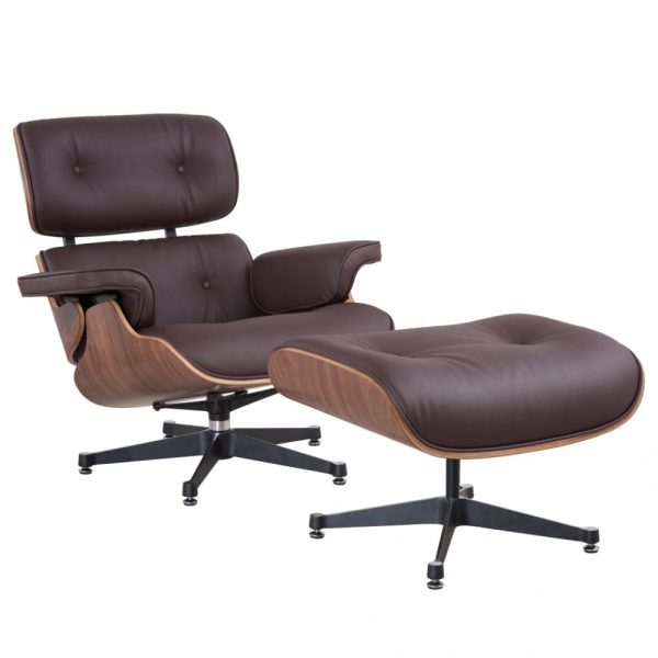 Zinzan Eames Lounger in Walnut, Brown Italian Leather