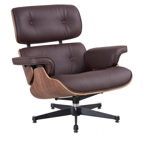 Zinzan Eames Lounger in Walnut, Brown Italian Leather