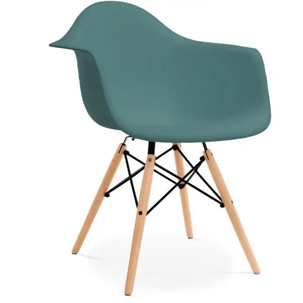 Eames Style DAW Armchair Navy Green with wooden legs*