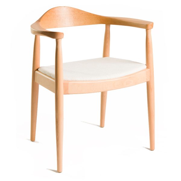 Wegner Kennedy-Style Chair Beech with Beige Seat