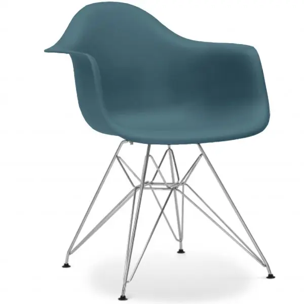 Eames Style DAR Armchair Navy Green and Chrome Leg*