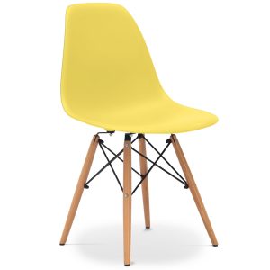 Zinzan Eames Style DSW side chair Yellow with Beech legs