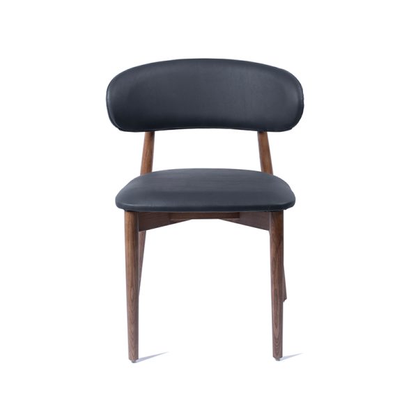 Zinzan Koch Elbow Side Chair with Black Leather Seat