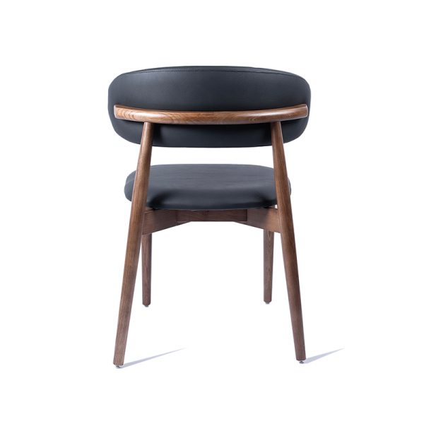 Zinzan Koch Elbow Side Chair with Black Leather Seat