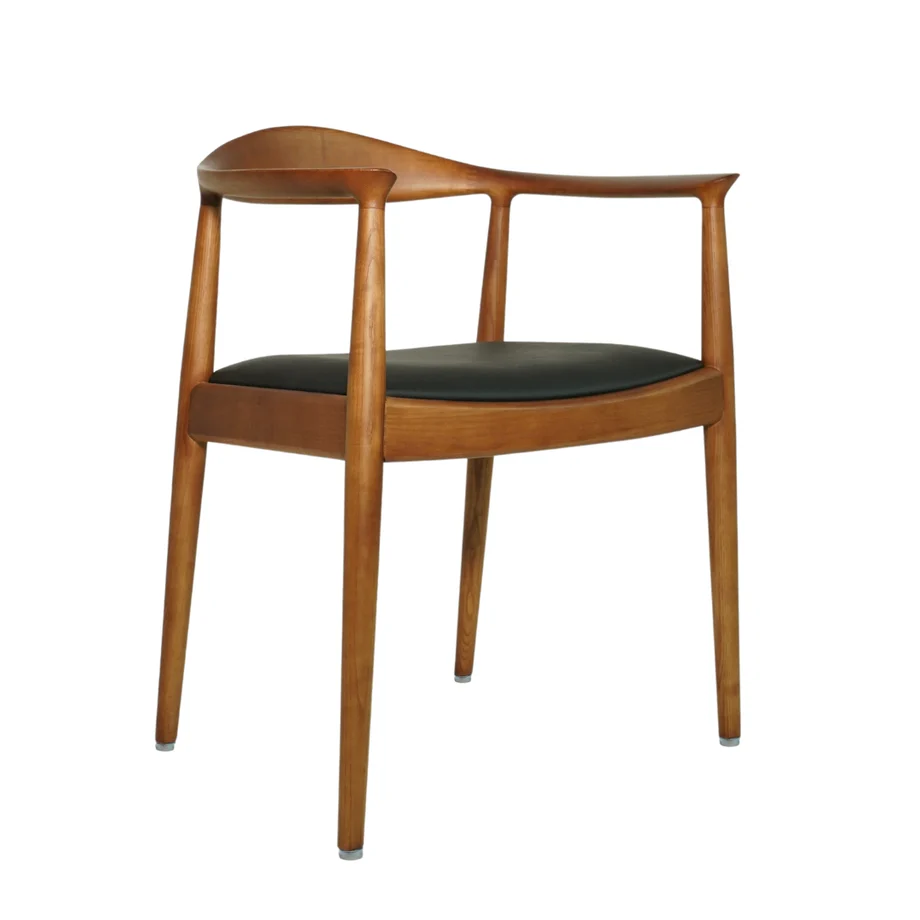 Zinzan Wegner Kennedy Style Chair Light Walnut with Black Leather, Custom Made | Ireland Exclusive